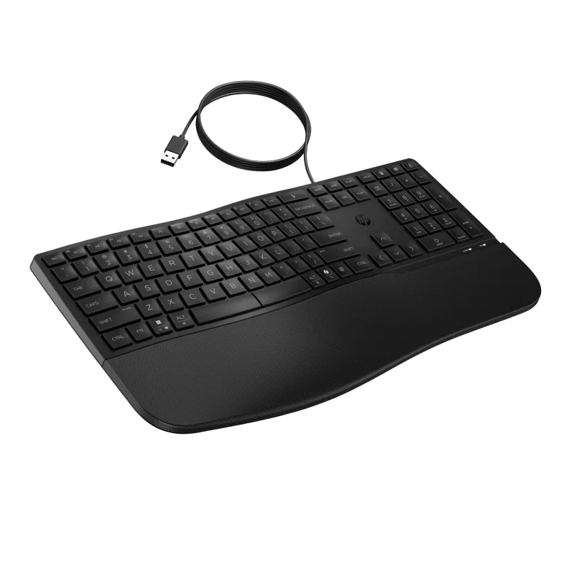 Teclado com fios tamanho completo HP 485 Comfort com porta USB e 23 teclas programáveis