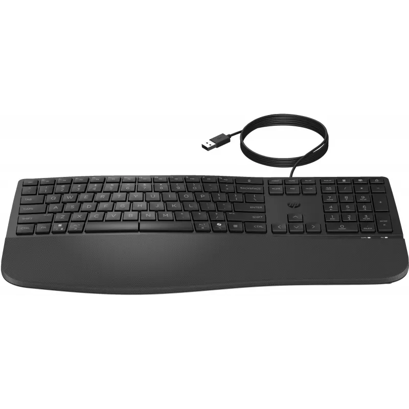 Teclado com fios tamanho completo HP 485 Comfort com porta USB e 23 teclas programáveis
