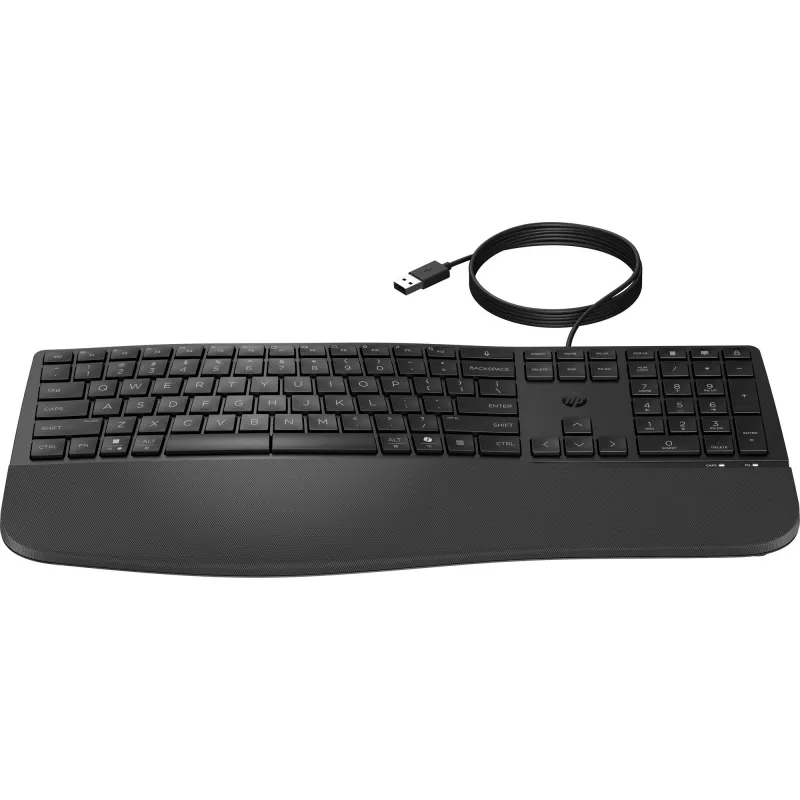 Teclado com fios tamanho completo HP 485 Comfort com porta USB e 23 teclas programáveis