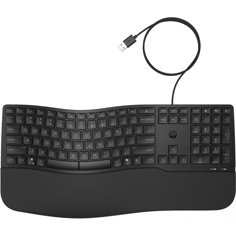 Teclado com fios tamanho completo HP 485 Comfort com porta USB e 23 teclas programáveis