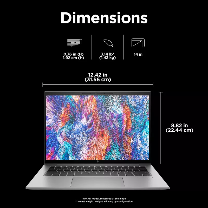 Estação de trabalho móvel HP ZBook Firefly G11 14 polegadas Intel Core Ultra 7 155U 32GB RAM 1TB SSD Intel Graphics Windows 11 Pro