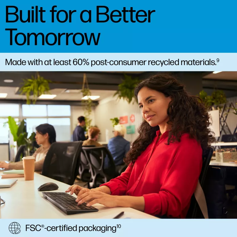 Conjunto teclado e rato sem fios recarregável multi-dispositivo HP 725 tamanho completo sem fios Bluetooth