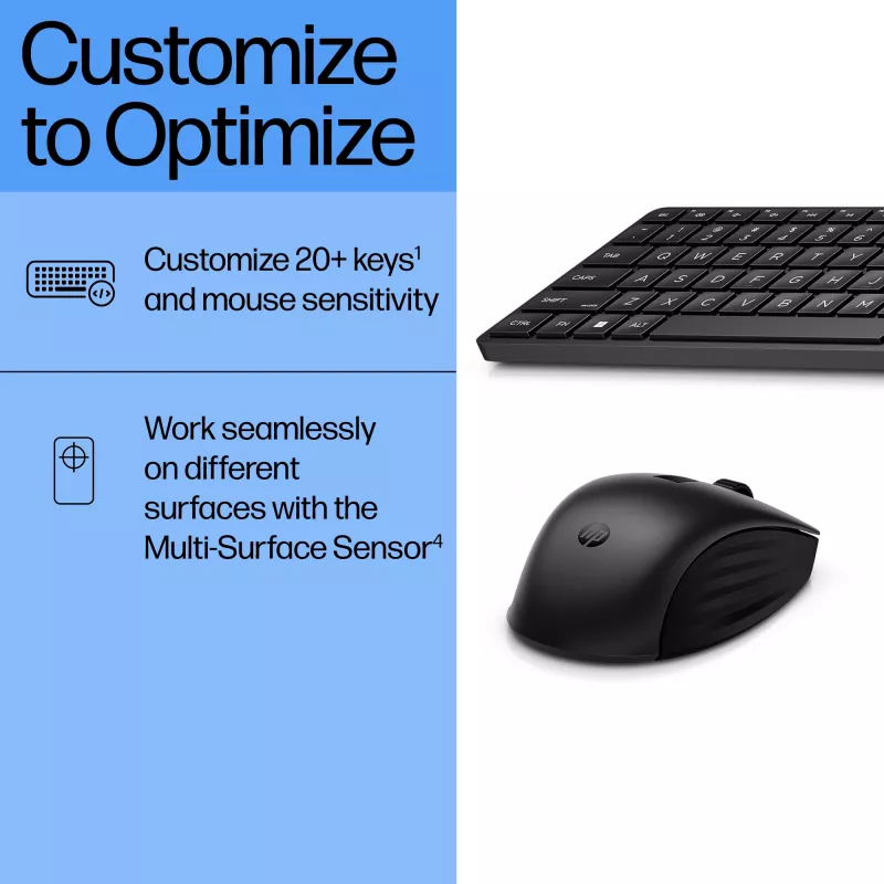 Conjunto teclado e rato sem fios HP 655, preto, rato incluído