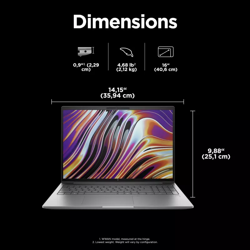 HP ZBook Power G11 A AMD Ryzen™ 7 8845HS Estação de trabalho móvel 40,6 cm (16