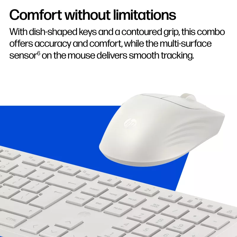 Conjunto de rato e teclado HP Multi-Device Dual-Mode 495C, Full-Size (100%), sem fios, USB + RF Wireless + Bluetooth, branco, rato incluído