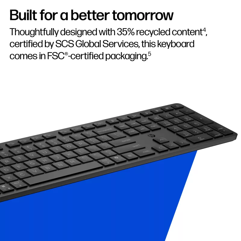 Teclado HP 495K Multi-Device Dual-Mode, Full-Size (100%), sem fios, USB + Bluetooth, preto