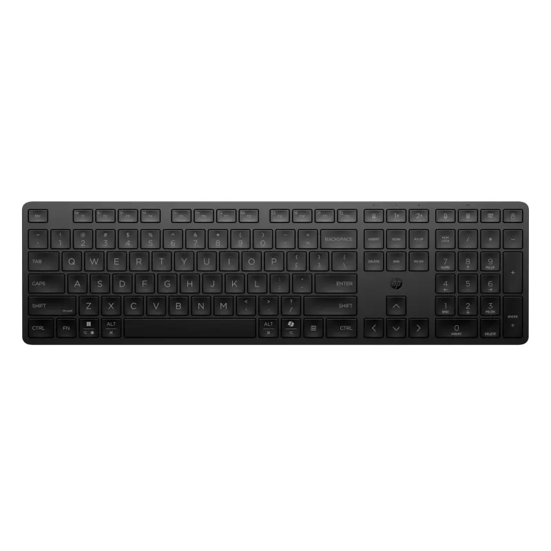 Teclado HP 495K Multi-Device Dual-Mode, Full-Size (100%), sem fios, USB + Bluetooth, preto