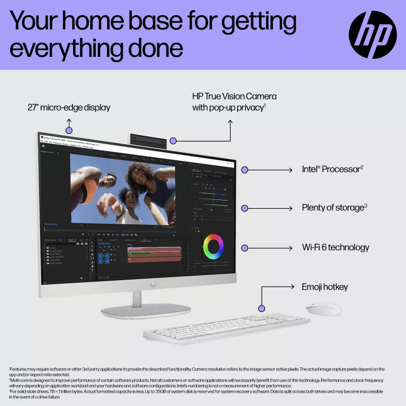 HP All-in-One 27-cr0048na Intel® Core™ i7 i7-1355U 68,6 cm (27 polegadas) 1920 x 1080 píxeis All-in-One PC 8 GB DDR4-SDRAM 1 TB SSD Windows 11 Home Wi-Fi 6 (802.11ax) branco (recondicionado)