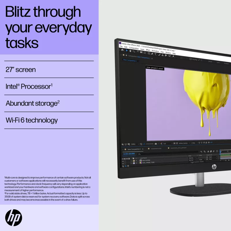 HP All-in-One 27-cr0048na Intel® Core™ i7 i7-1355U 68,6 cm (27 polegadas) 1920 x 1080 píxeis All-in-One PC 8 GB DDR4-SDRAM 1 TB SSD Windows 11 Home Wi-Fi 6 (802.11ax) branco (recondicionado)