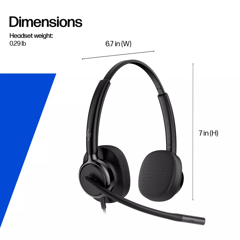 Headset com fios USB HP Poly Mission 415 monaural (a granel), 99 g, preto