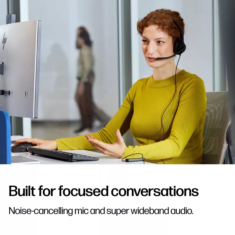 Headset com fios USB HP Poly Mission 415 monaural (a granel), 99 g, preto