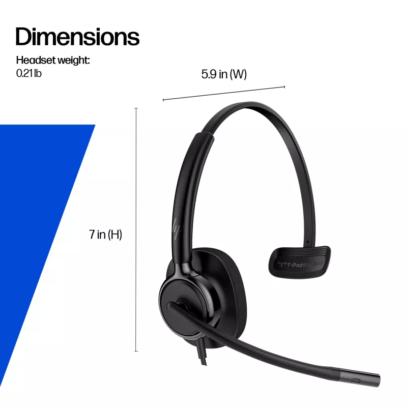 Headset com fios estéreo HP POLY Mission 425 Classic, ligação USB, 126 g