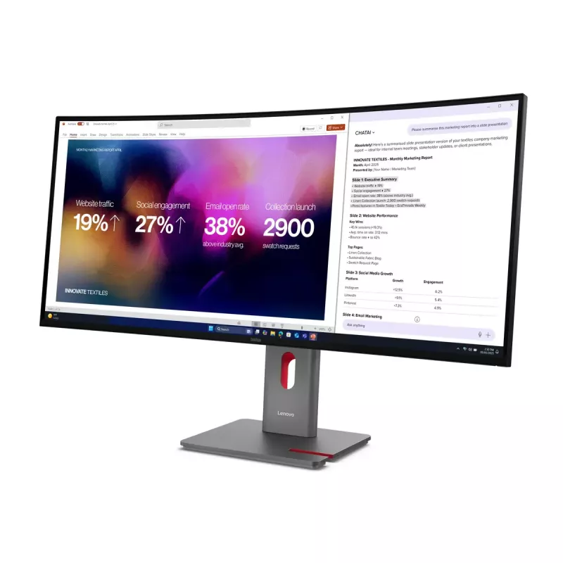 Monitor Lenovo ThinkVision P40WD-40 100,8 cm (39,7 inch) WUHD 5120x2160 LCD 21:9 6 ms Hub USB Altifalantes altura ajustável VESA