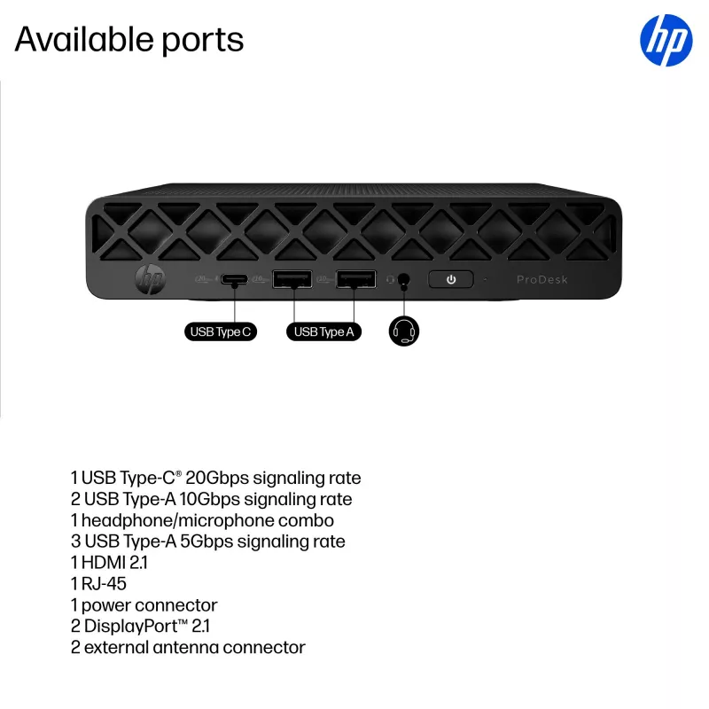 Mini PC HP ProDesk 4 G1i AI — Intel Core Ultra 5 235T, 16 GB DDR5, 512 GB SSD, Windows 11 Pro, Preto