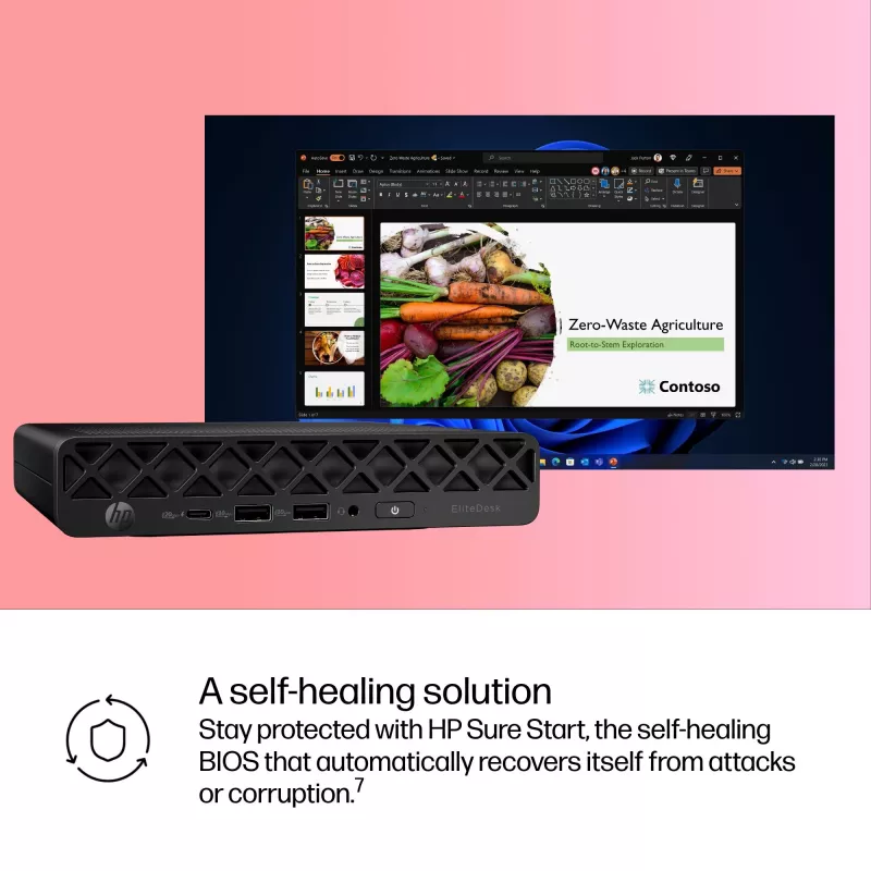 Mini PC HP EliteDesk 8 Mini G1i AI — Intel Core Ultra 7 265T, 16 GB DDR5, 1 TB SSD, Windows 11 Pro, Preto