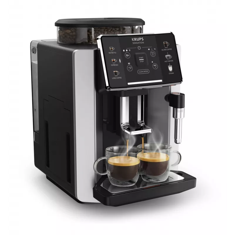 Máquina de café expresso KRUPS Sensation EA910E — automática, depósito de água de 1,7 l, moinho integrado, 2 saídas, 1450 W