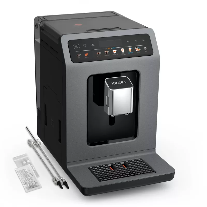 Máquina de café expresso Krups Evidence Hot & Cold EA898GF0 – automática, depósito de água de 2,5 L, moinho integrado, 2 saídas