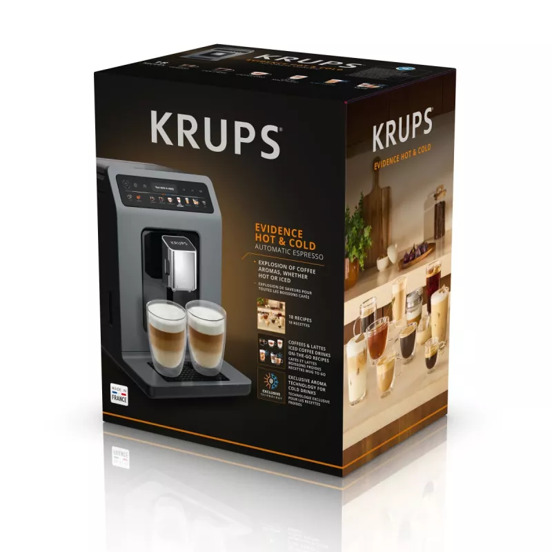 Máquina de café expresso Krups Evidence Hot & Cold EA898GF0 – automática, depósito de água de 2,5 L, moinho integrado, 2 saídas