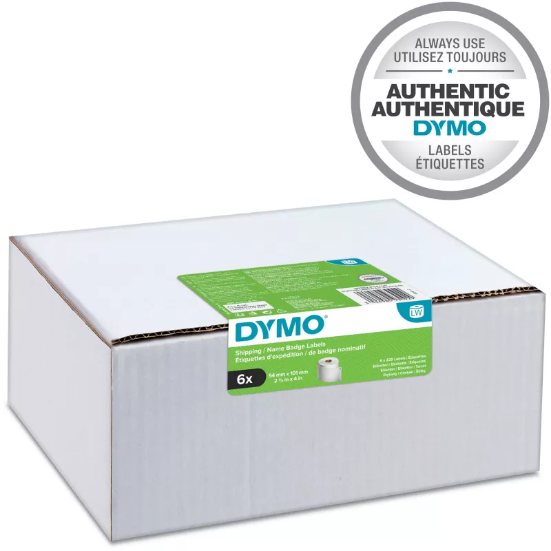 Pack de rolos de etiquetas Dymo LabelWriter 101 x 54 mm, etiquetas de papel branco, 24 rolos (220 etiquetas/rolo)