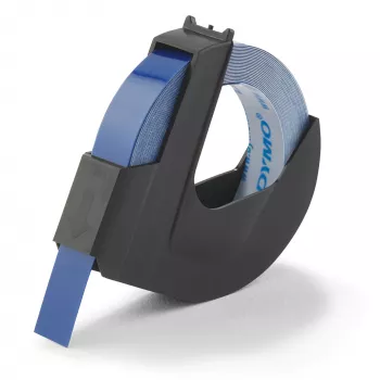 Fita de relevo autêntica DYMO | rolo 9 mm x 3 m | impressão branca sobre azul | autoadesiva | para máquinas de relevo | 1 unid.