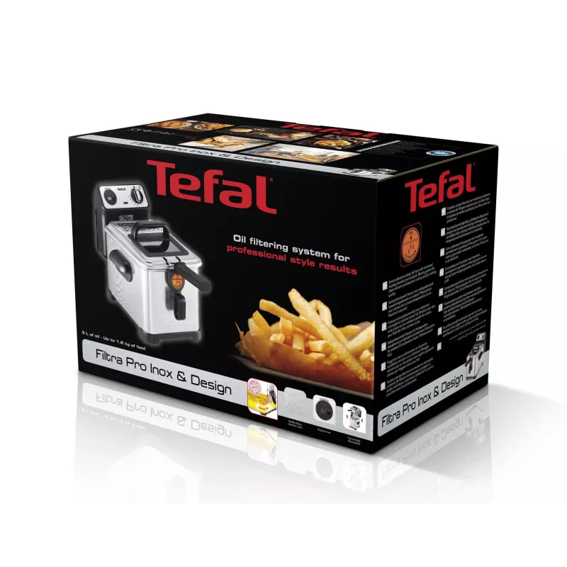 Fritadeira Tefal Filtra Pro FR5111 individual 3 L de pé 2400 W fritadeira preto, aço inoxidável