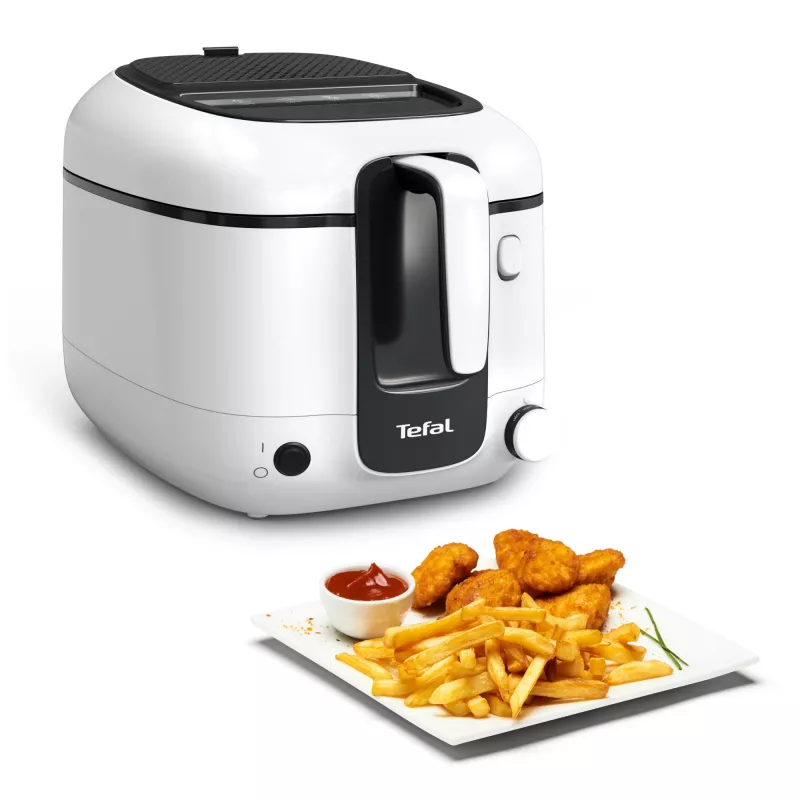 Fritadeira Tefal Super Uno FR3101 – individual, 1800 W, 1,5 kg de capacidade de fritura, 2,2 l de óleo, preto/branco