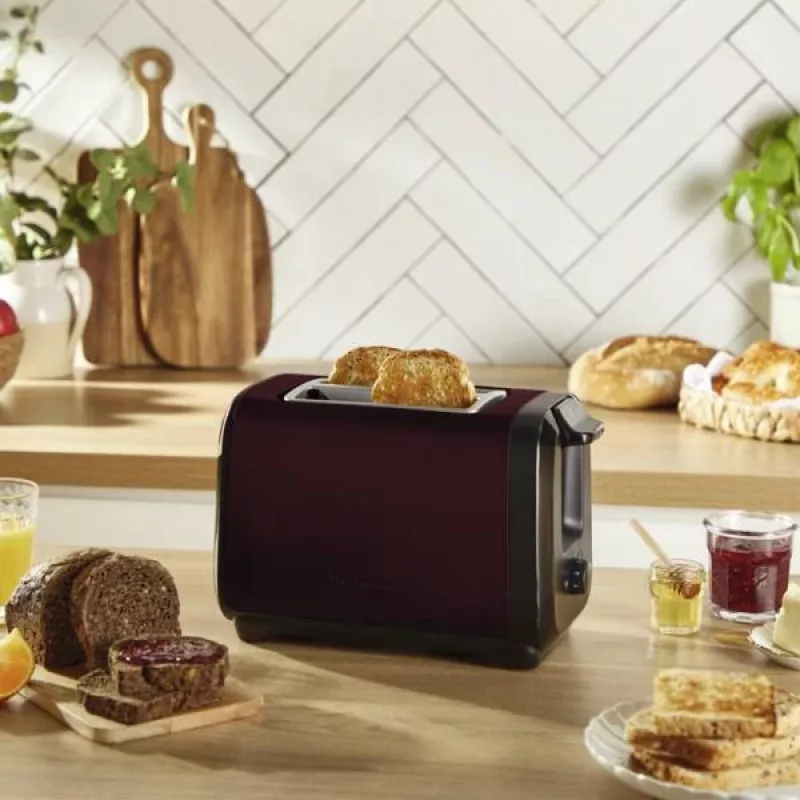 Torradeira MOULINEX LT5S05E0 — 2 fatias, 1300 W, caixa em aço inoxidável, preto/vermelho