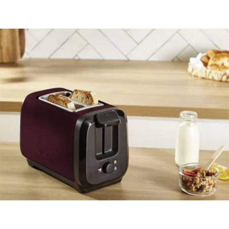 Torradeira MOULINEX LT5S05E0 — 2 fatias, 1300 W, caixa em aço inoxidável, preto/vermelho
