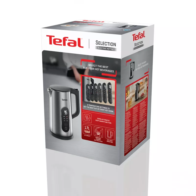 Chaleira elétrica Tefal Selection KI871DE0 1,7 l 1500 W preto, aço inoxidável