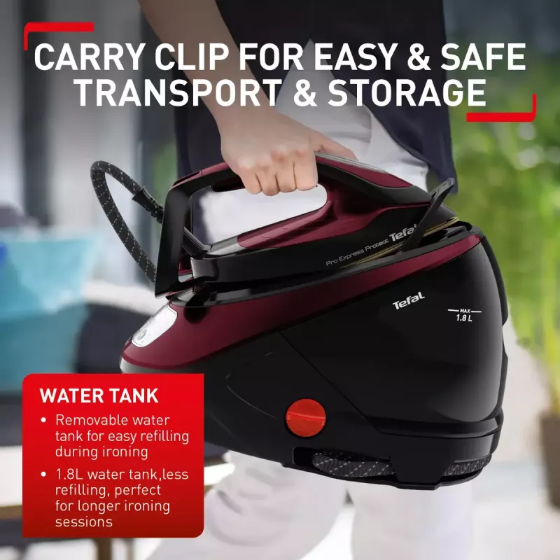 Ferro de engomar Tefal Pro Express Protect GV9230 2600 W 1,8 L preto, bordô