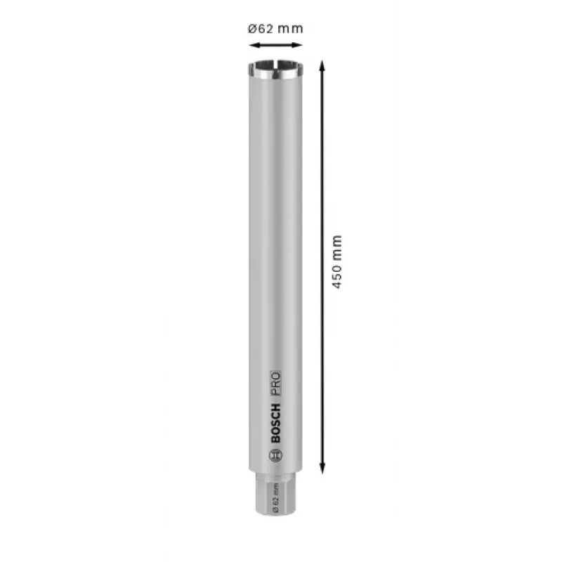 Broca de núcleo diamantada Bosch Standard para betão, broca de núcleo para betão, 62 mm