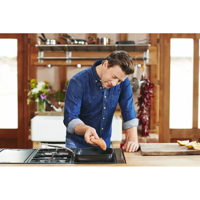 Forma retangular para assar Tefal Jamie Oliver E24541 de 2,5 L preta — diâmetro do fundo 17,5 cm, tamanho 290×458 mm