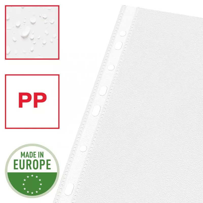 Esselte Capas transparentes A4 – Economy –, 210 x 297 mm (A4), transparente, polipropileno (PP), vertical, abertura superior, 230 mm