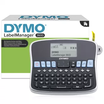 DYMO LabelManager Impressora de etiquetas de secretária | 360D Impressora de etiquetas portátil recarregávelFácil de utilizarTeclas inteligentes One-TouchTeclado QWERTZEcrã grande | Para organização em casa e no escritório