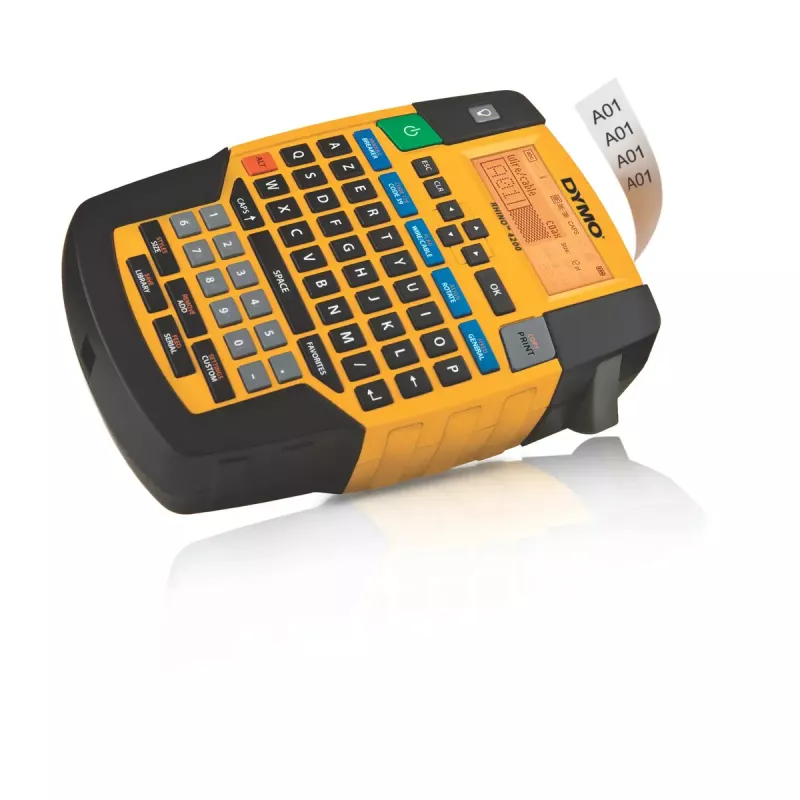 DYMO RHINO 4200 Impressora de etiquetas industrial | Teclado AZERTY e teclas de atalho que poupam tempo | Impressora de etiquetas robusta para estaleiros e tarefas de etiquetagem exigentes