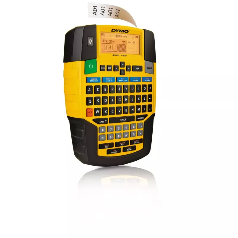 DYMO RHINO 4200 Impressora de etiquetas industrial | Teclado AZERTY e teclas de atalho que poupam tempo | Impressora de etiquetas robusta para estaleiros e tarefas de etiquetagem exigentes