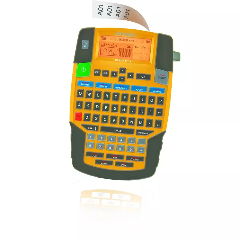 DYMO RHINO 4200 Impressora de etiquetas industrial | Teclado AZERTY e teclas de atalho que poupam tempo | Impressora de etiquetas robusta para estaleiros e tarefas de etiquetagem exigentes