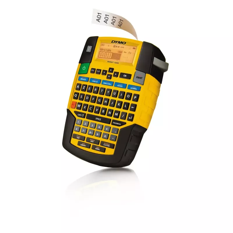 DYMO RHINO 4200 Impressora de etiquetas industrial | Teclado AZERTY e teclas de atalho que poupam tempo | Impressora de etiquetas robusta para estaleiros e tarefas de etiquetagem exigentes