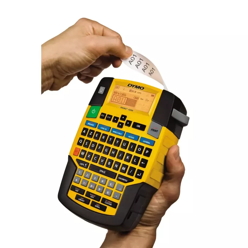 DYMO RHINO 4200 Impressora de etiquetas industrial | Teclado AZERTY e teclas de atalho que poupam tempo | Impressora de etiquetas robusta para estaleiros e tarefas de etiquetagem exigentes