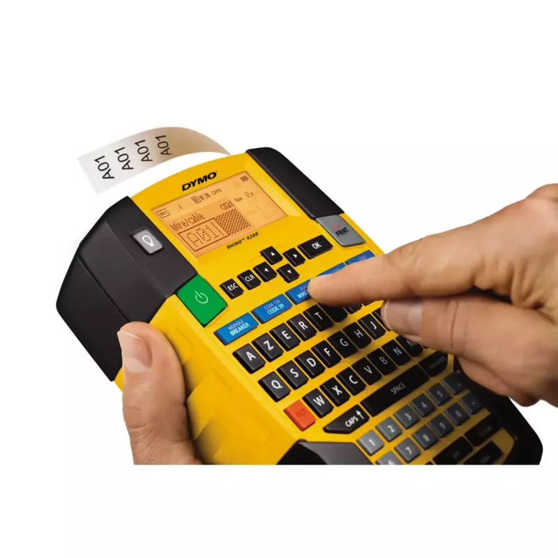DYMO RHINO 4200 Impressora de etiquetas industrial | Teclado AZERTY e teclas de atalho que poupam tempo | Impressora de etiquetas robusta para estaleiros e tarefas de etiquetagem exigentes