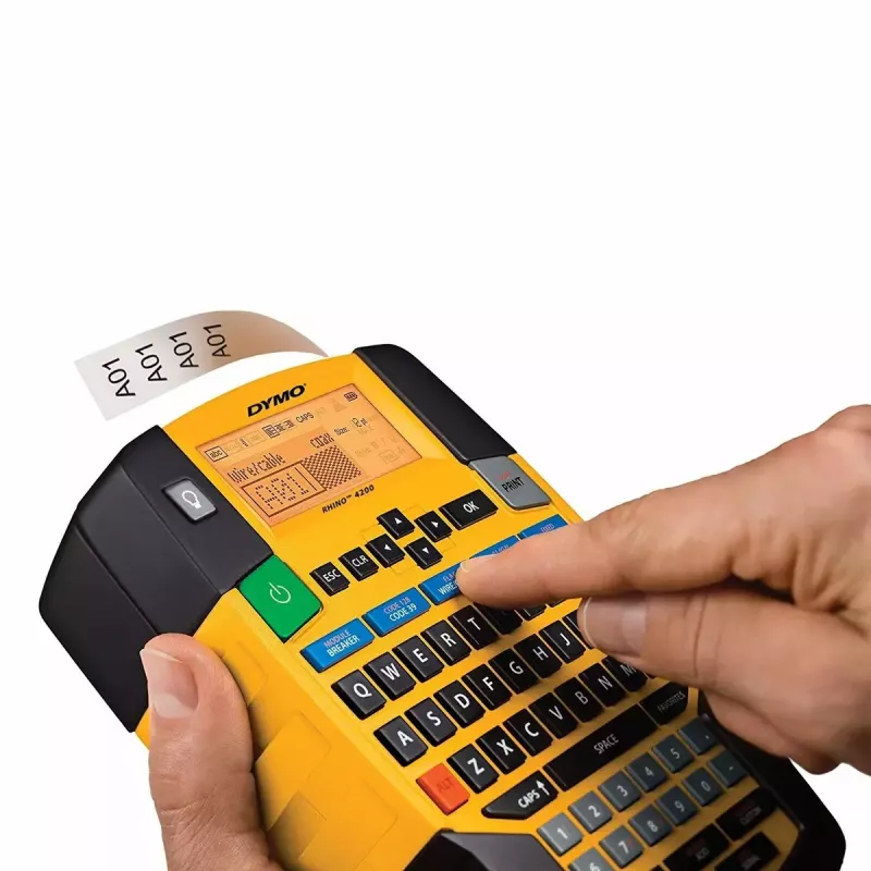 Impressora de etiquetas Dymo Rhino 4200 Wireless QWERTY — transferência térmica, ecrã LED, bateria de iões de lítio, sem fios, 100 formatos de etiquetas