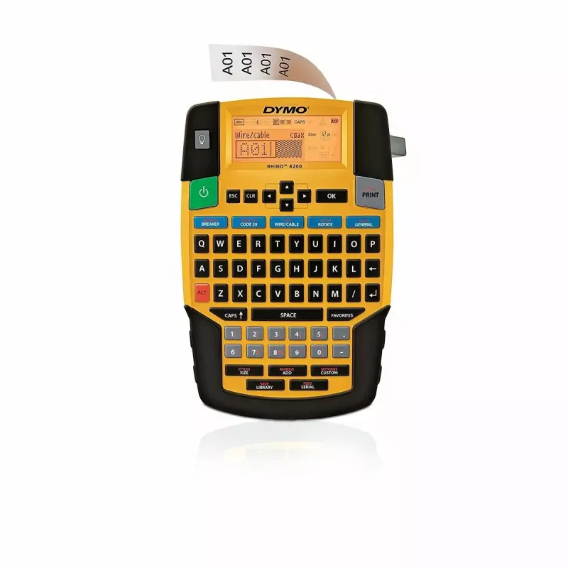 Impressora de etiquetas Dymo Rhino 4200 Wireless QWERTY — transferência térmica, ecrã LED, bateria de iões de lítio, sem fios, 100 formatos de etiquetas