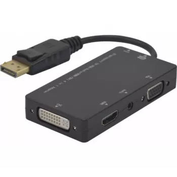 Hypertec 127377-HY Adaptador de cabo de vídeo DisplayPort DVI-D + VGA (D-Sub) + HDMI preto