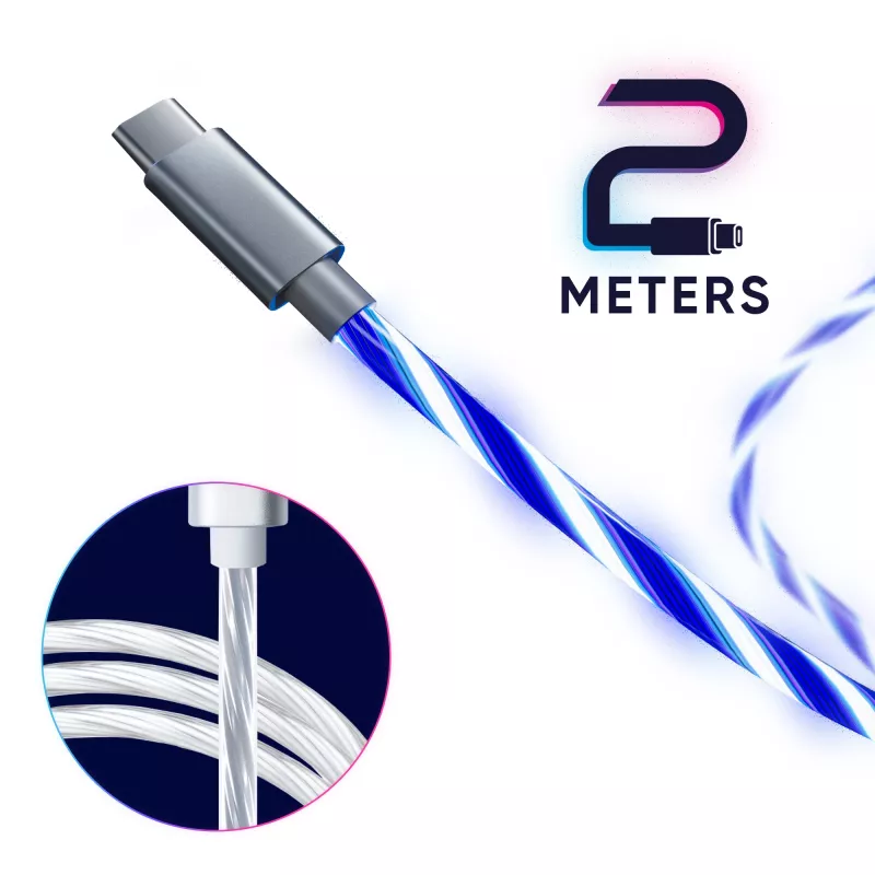 Oniverse cabo USB-A para USB-C Quick Charge com LED - 2 metros - branco (multiplataforma)