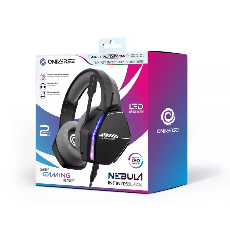 Oniverse headset gaming Nebula - Infinite preto (multiplataforma)