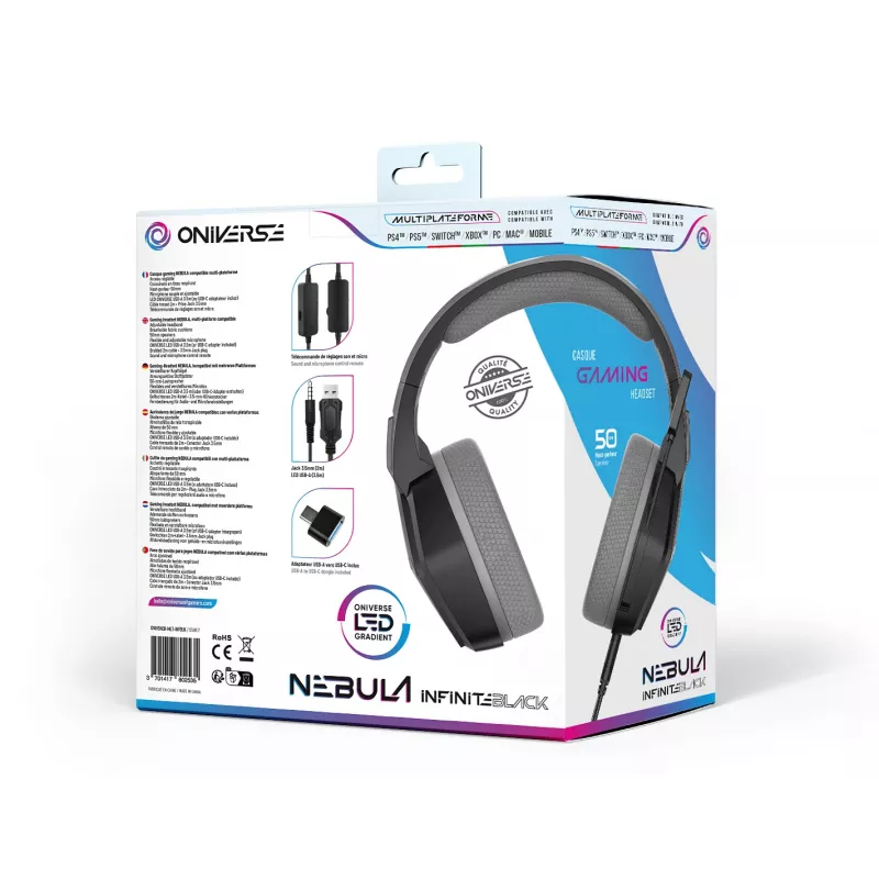 Oniverse headset gaming Nebula - Infinite preto (multiplataforma)