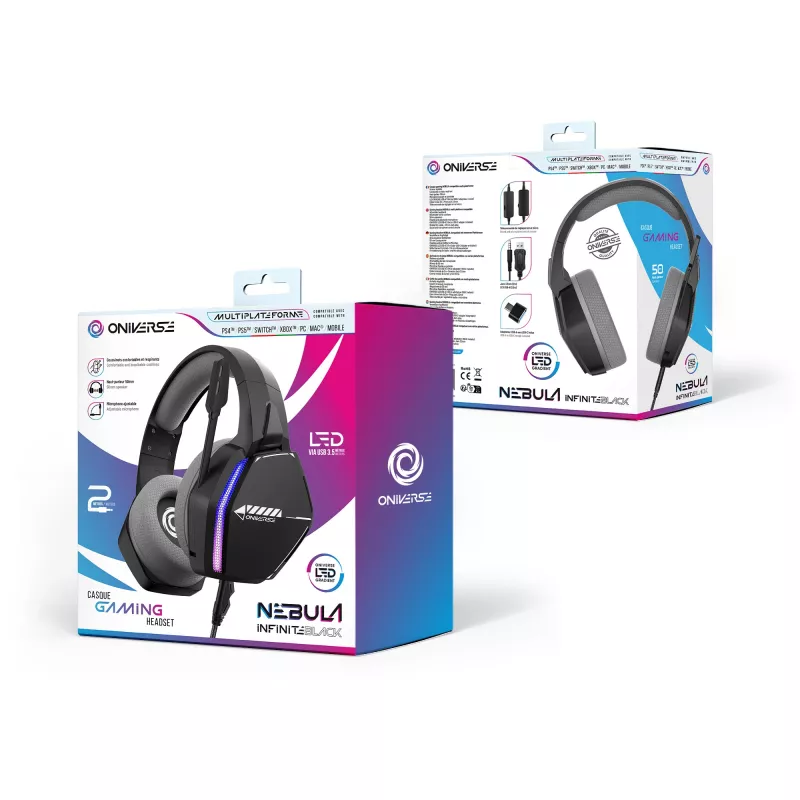 Oniverse headset gaming Nebula - Infinite preto (multiplataforma)