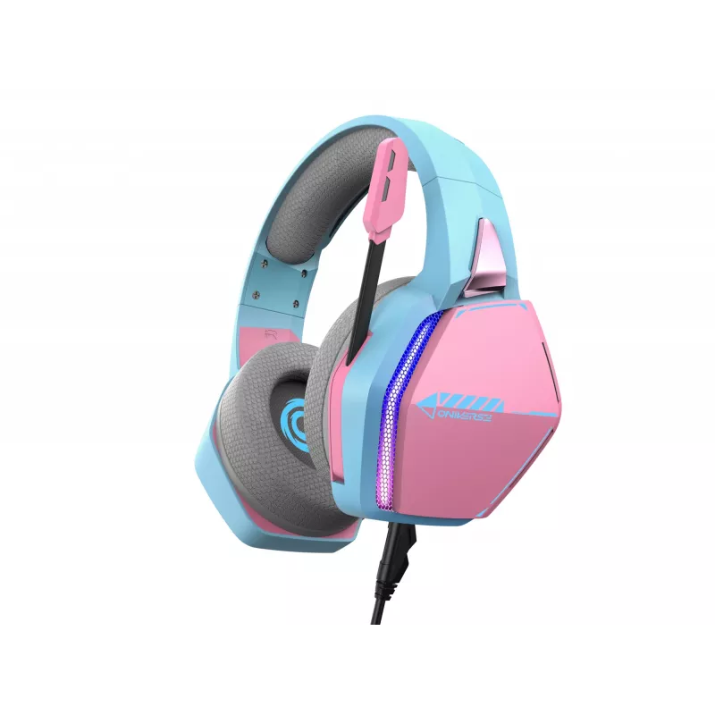 Oniverse headset gaming Nebula - Diva Pink (multiplataforma), com fios, gaming, 20 - 20000 Hz, 356 g, headset, ciano, rosa