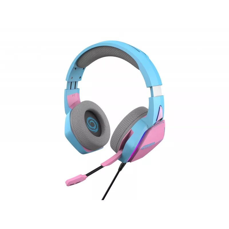 Oniverse headset gaming Nebula - Diva Pink (multiplataforma), com fios, gaming, 20 - 20000 Hz, 356 g, headset, ciano, rosa