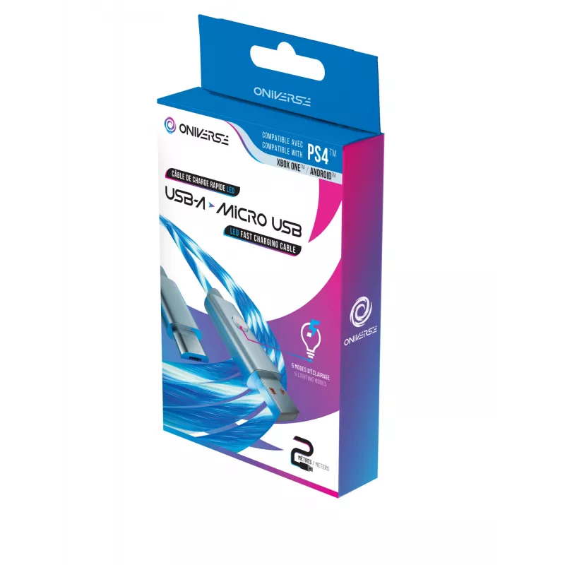 Oniverse cabo de carregamento Micro-USB com LED – 2 metros – branco (multiplataforma)